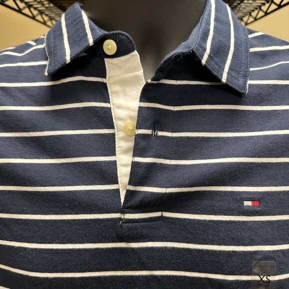 NWT! Tommy Hilfiger Men’s Stripe Polo Short In Navy/White Size XS/S/M/L - Picture 2 of 6